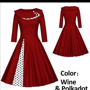 Retro Swing- Casual Red with Polka Dots Dress
